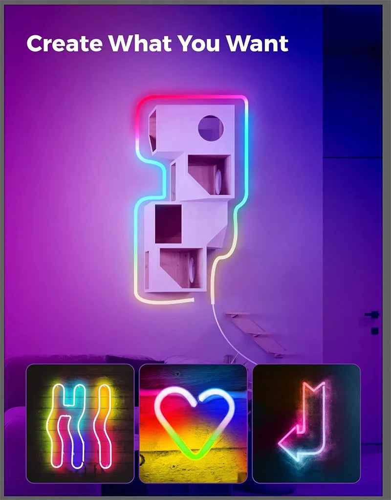 RGBIC Bluetooth Neon Led Strip Lights 5V Neon Strip Light