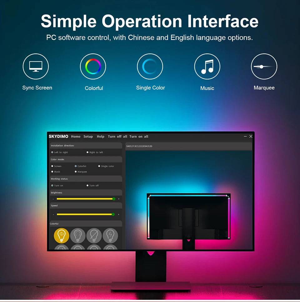 Smart Computer Monitor Sync LED Strip Light RGBIC PC Display Screen