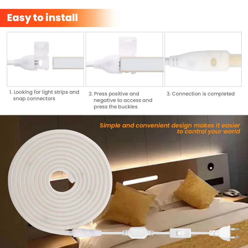 1/35M High Bright COB LED Strip Light 220V 288Leds Neon Strip