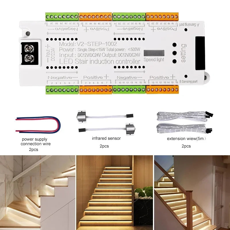 V2 Stair LED Motion Sensor Controller 32 Channels Indoor Stairway