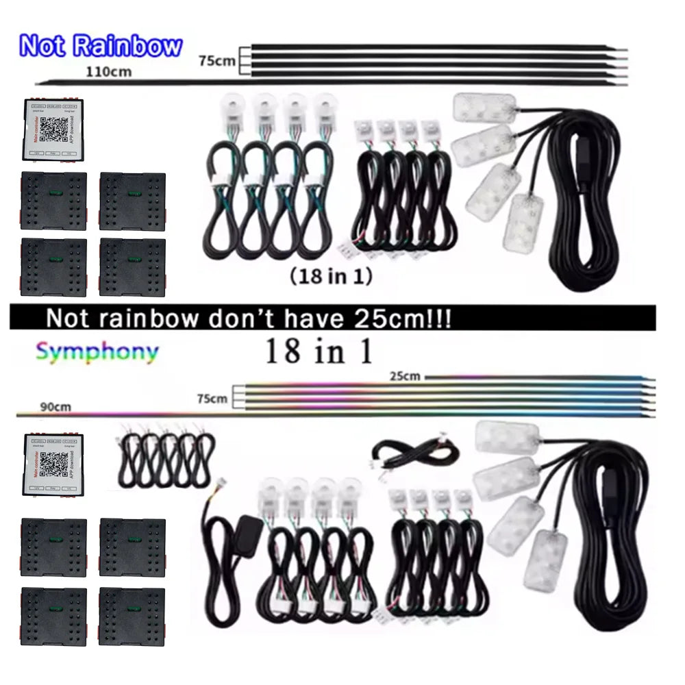 Led Car Ambient Lights RGB 213 64 Color Acrylic Strips