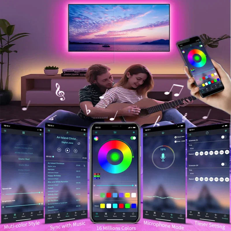 Bluetooth LED Strip Lights SMD 5050 RGB APP Remote Control
