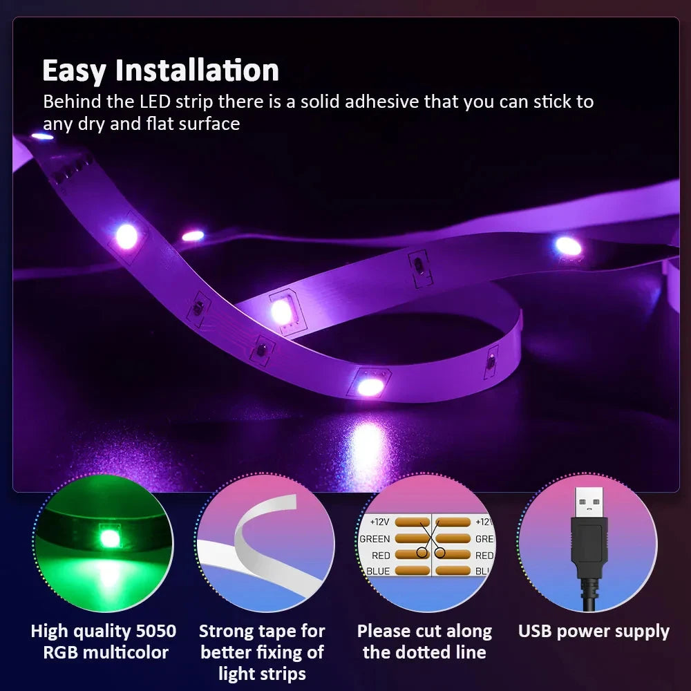 LED Strip Light Strip 5V USB RGB 5050 Light Strip Bluetooth APP