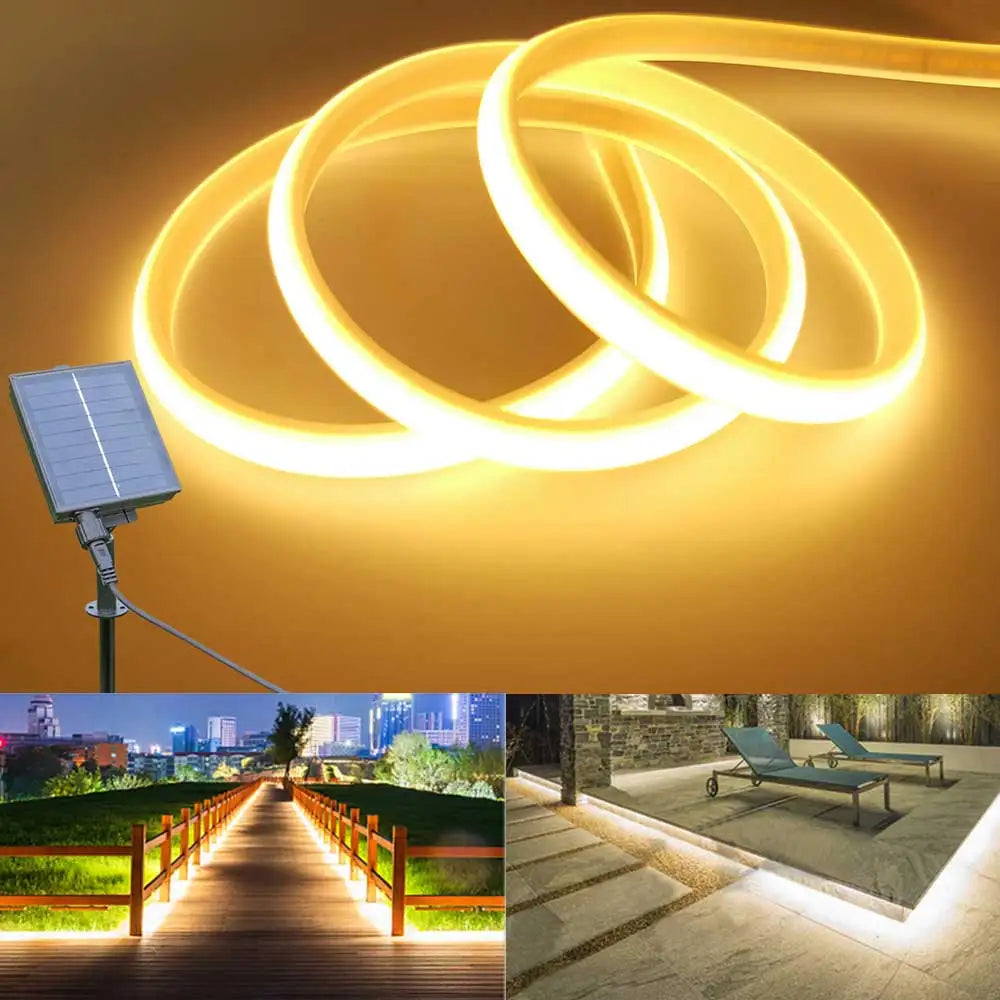 DC 24V COB Solar Neon Light Strips Flexible Lights Waterproof IP67