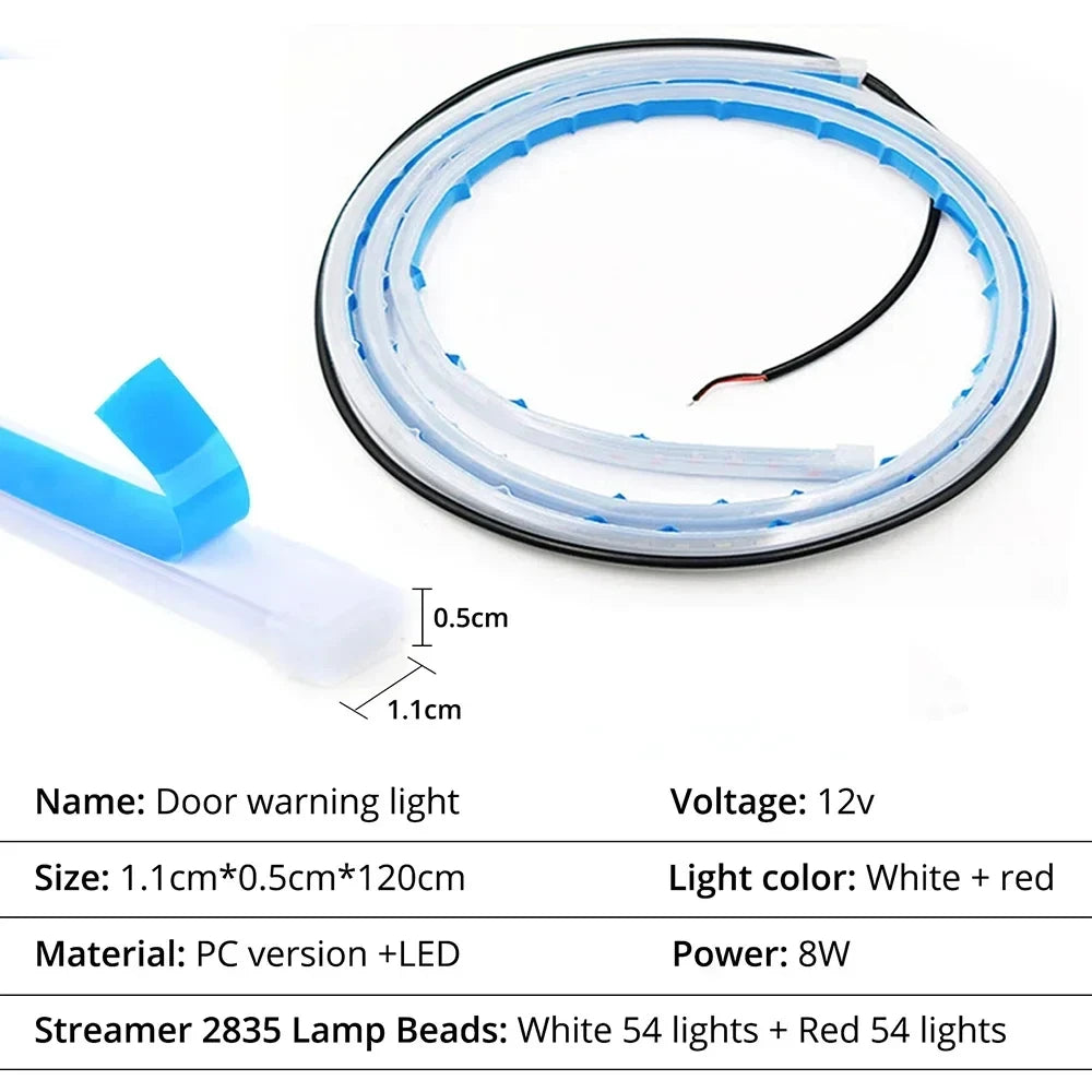 Car Door LED Warning Strip Light Flexible Dual Color