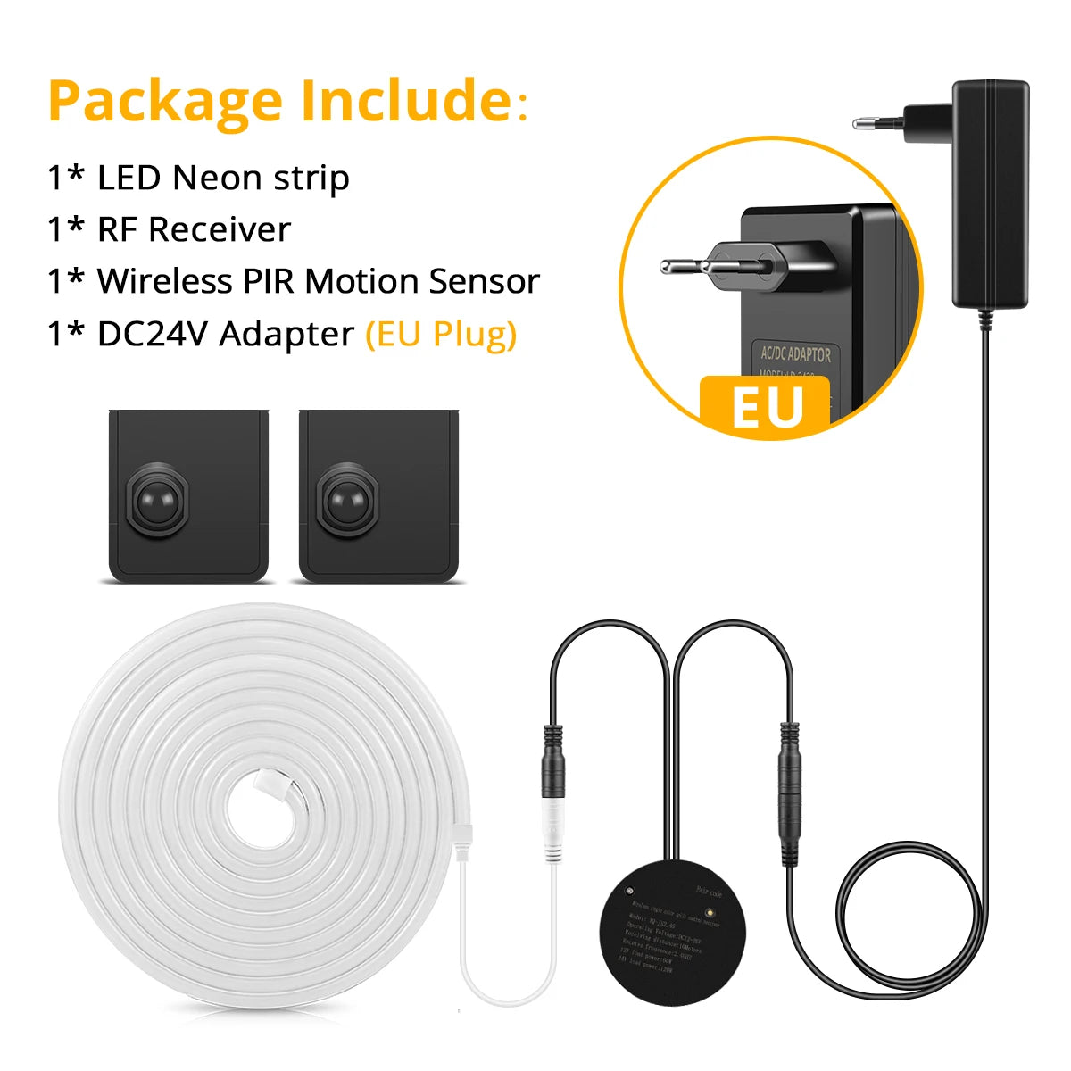10M 5M 2M Two PIR Motion Sensor Switch 24V Neon LED Strip Light
