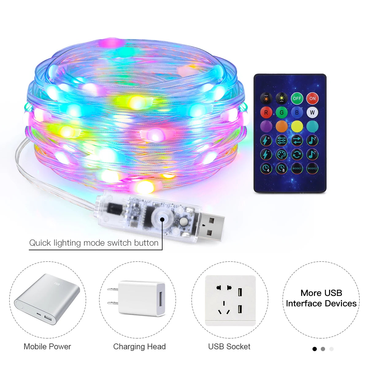 40M Led String RGB Light Smart Outdoor Festoon Party Leather Line
