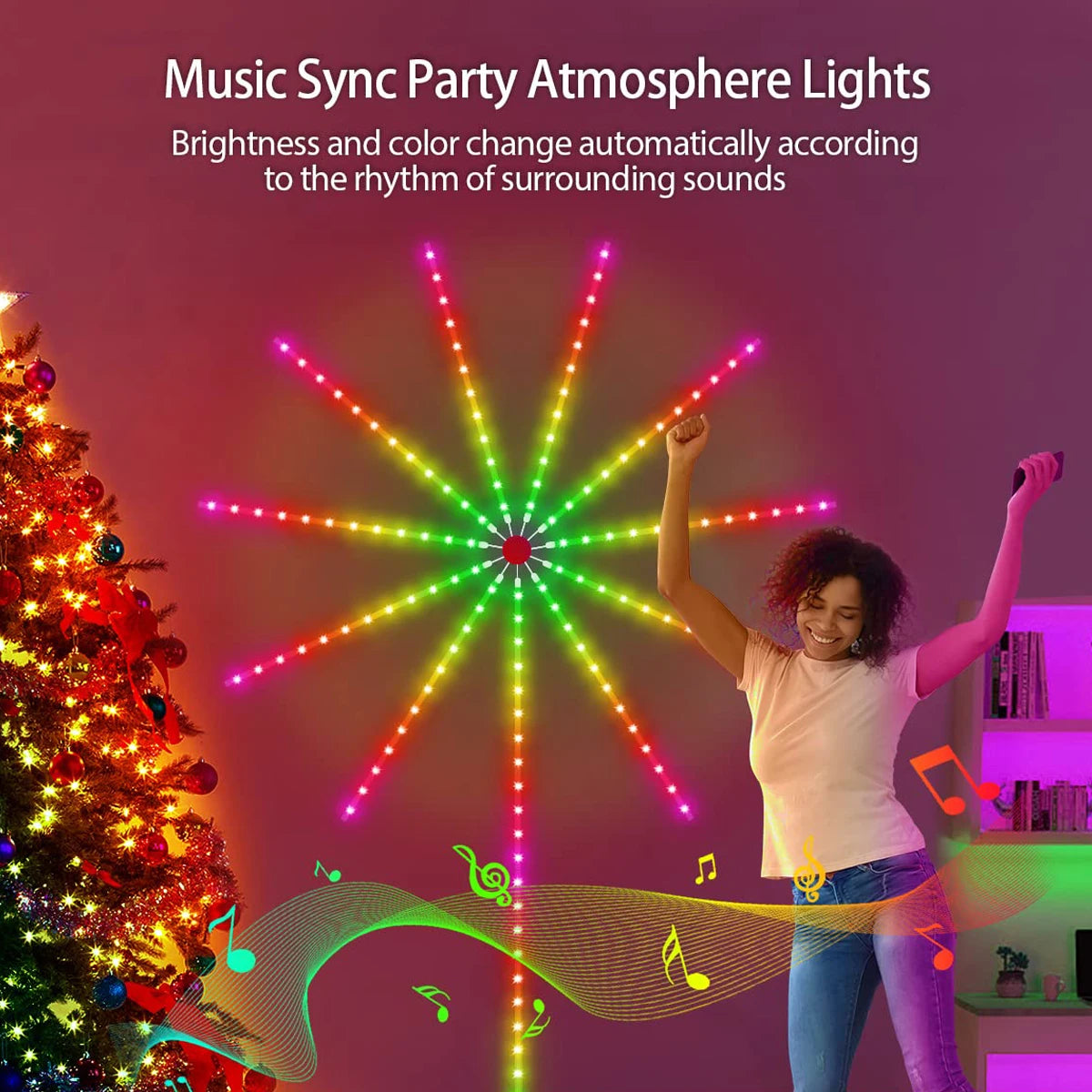 RGBIC Firework Strip Lights LED Bluetooth APP Control Neon Strip