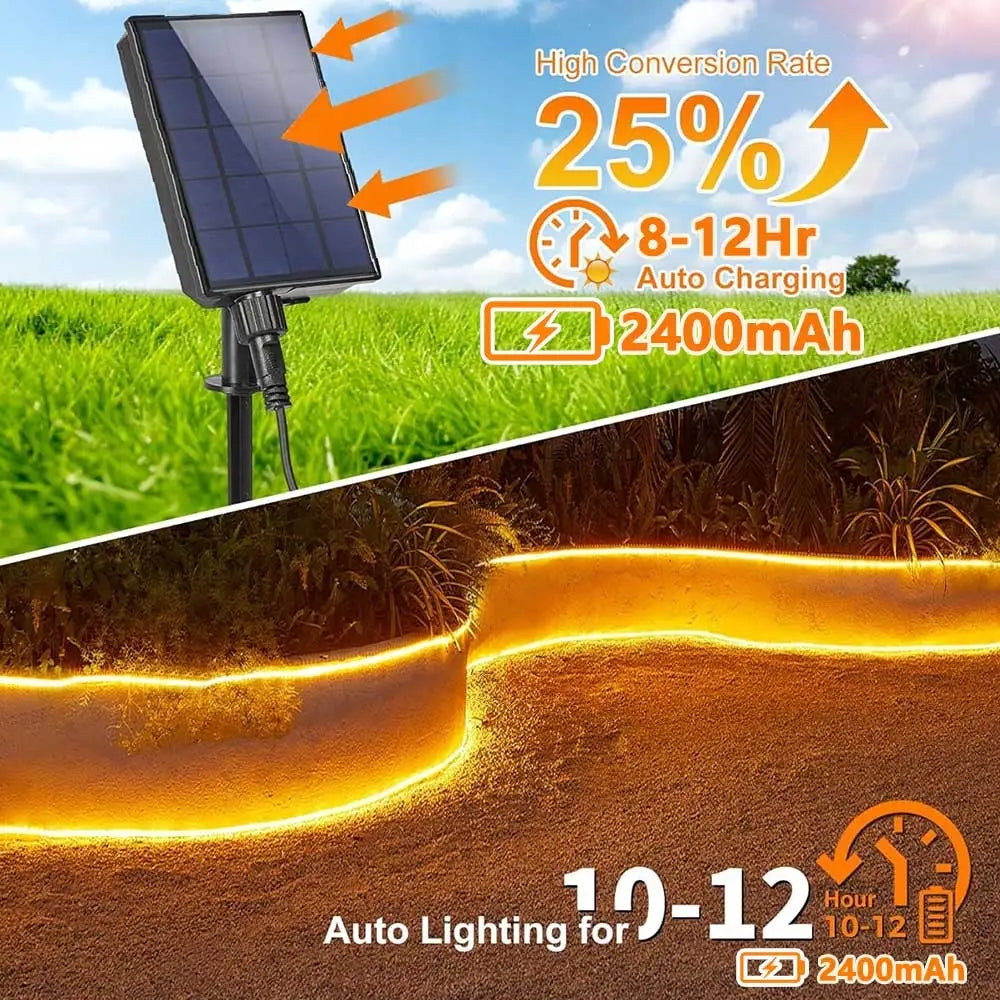 DC 24V COB Solar Neon Light Strips Flexible Lights Waterproof IP67