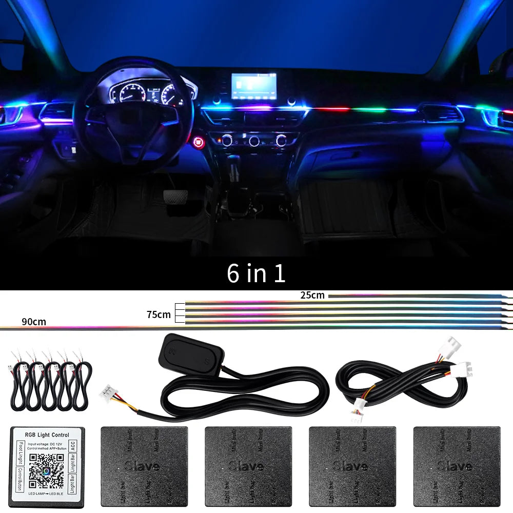 18 in 1 Dual Zone Symphony Streamer Car Ambient Light Interior