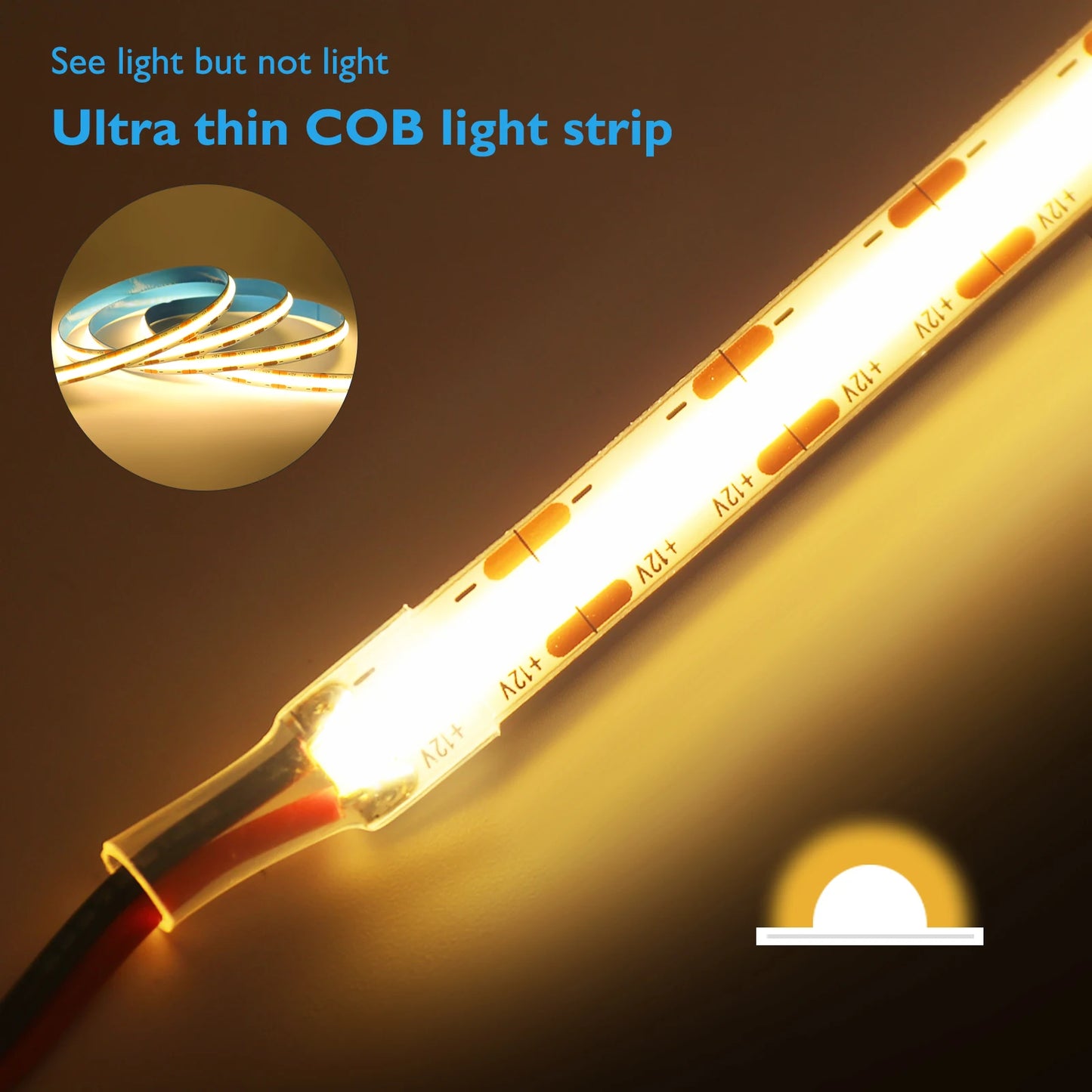 DC12 24V COB LED Strip Light 528Leds/m Flexible Tape