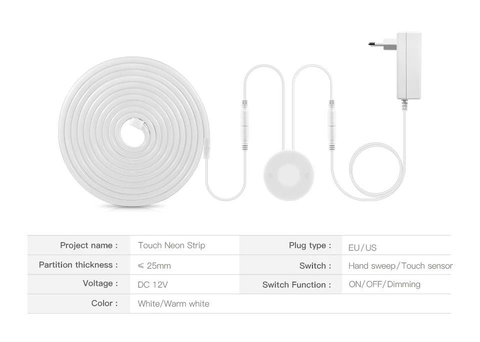 Hand Scan Sensor and Touch Dimmer Switch LED Strip Neon Lamp