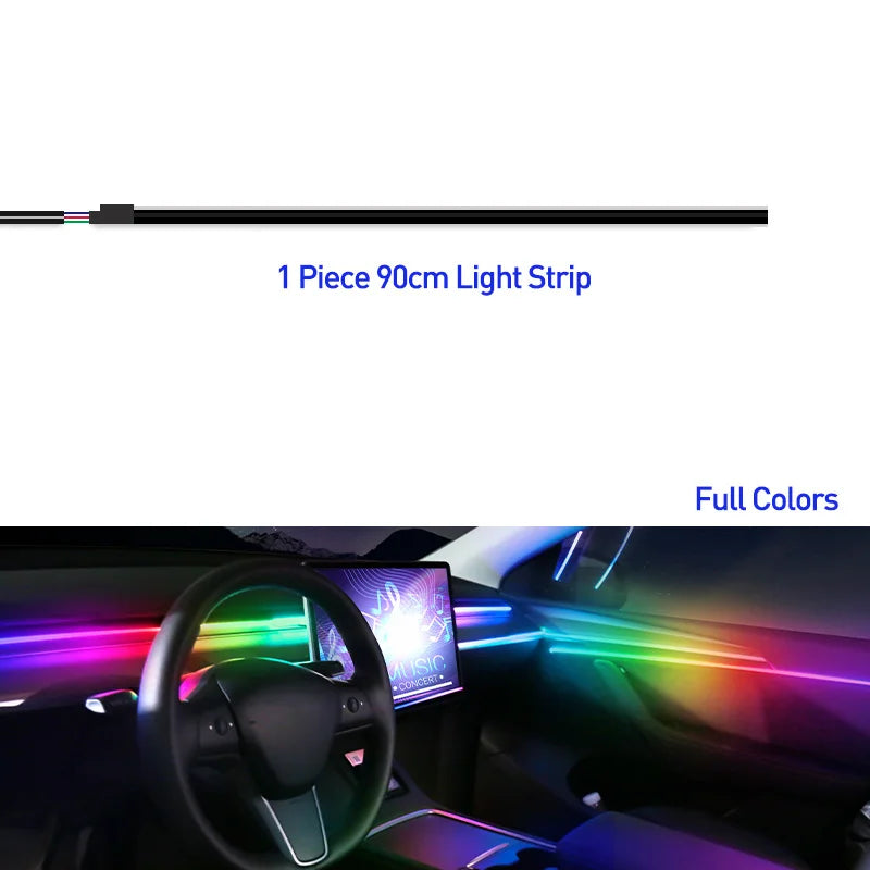 18 in 1 Car Ambient Light 64 Color Acrylic Strips App Control