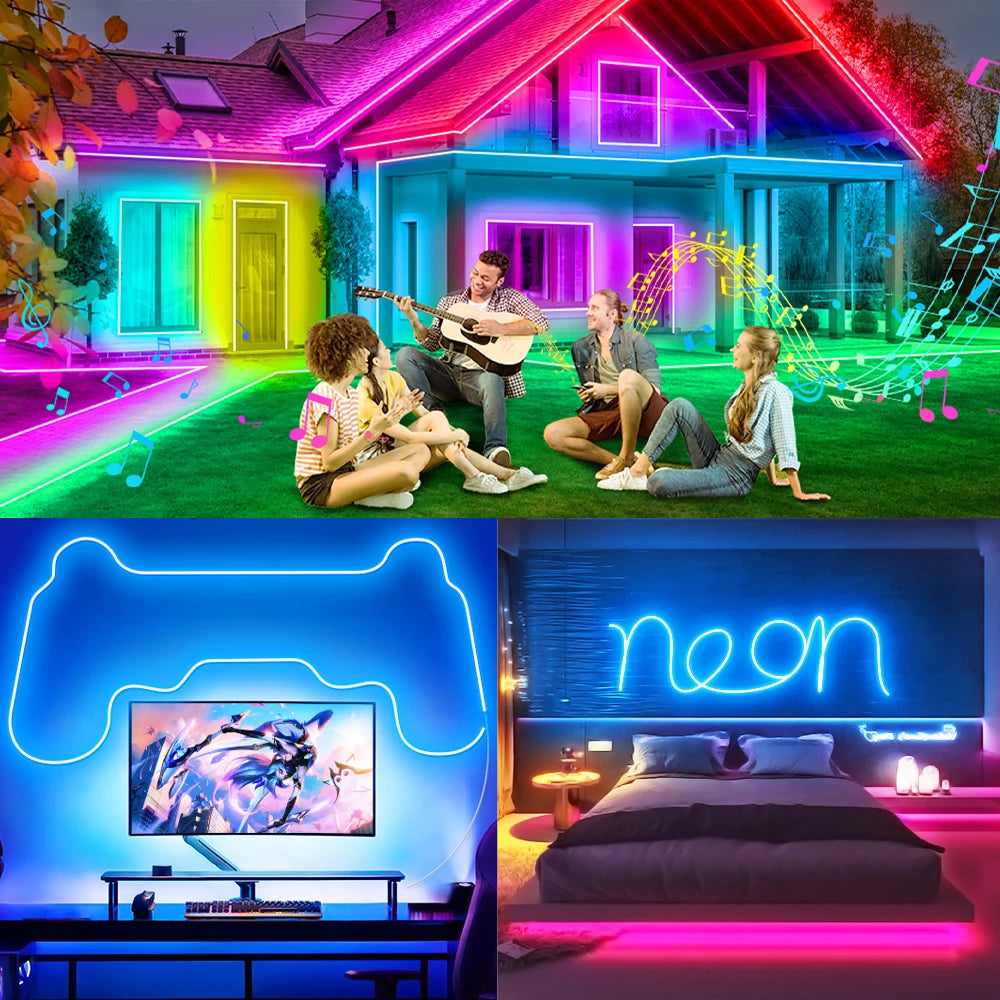 TUYA WIFI LED Neon Strip Lights RGBIC Waterproof Voice Control