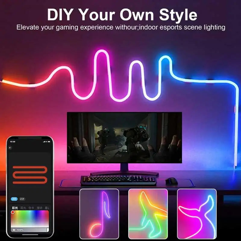 RGBIC Bluetooth Neon Led Strip Lights 5V Neon Strip Light