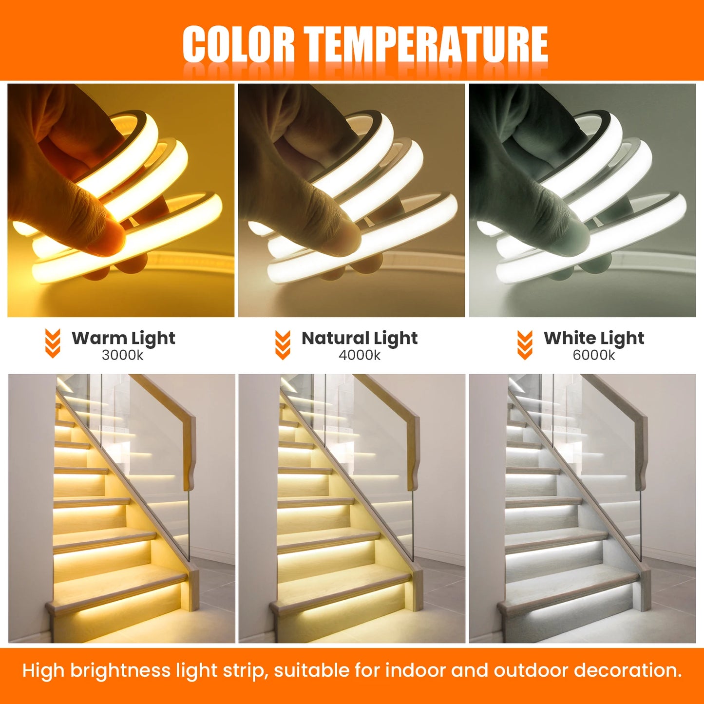 COB LED Strip Light Outdoor IP67 Waterproof Flexible LED Light