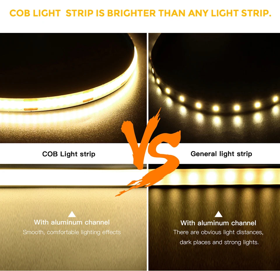 Touch Switch Makeup Mirror Light Dimmable 12V COB LED Strip Lights