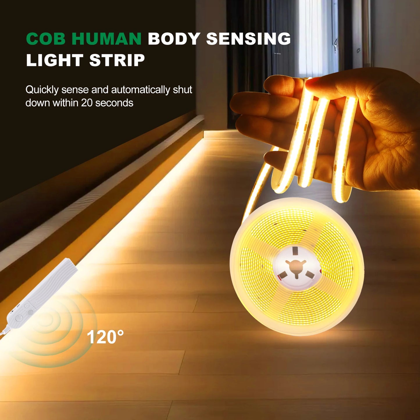 DC 5V USB Motion Sensor LED Strip Light Flexible COB Lights