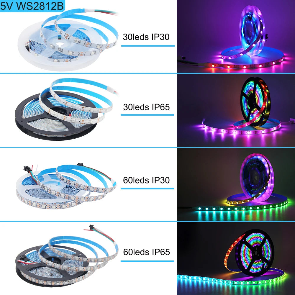 WS2811 WS2812B 5050 RGB LED Strip Light 30/60LEDs/m Smart