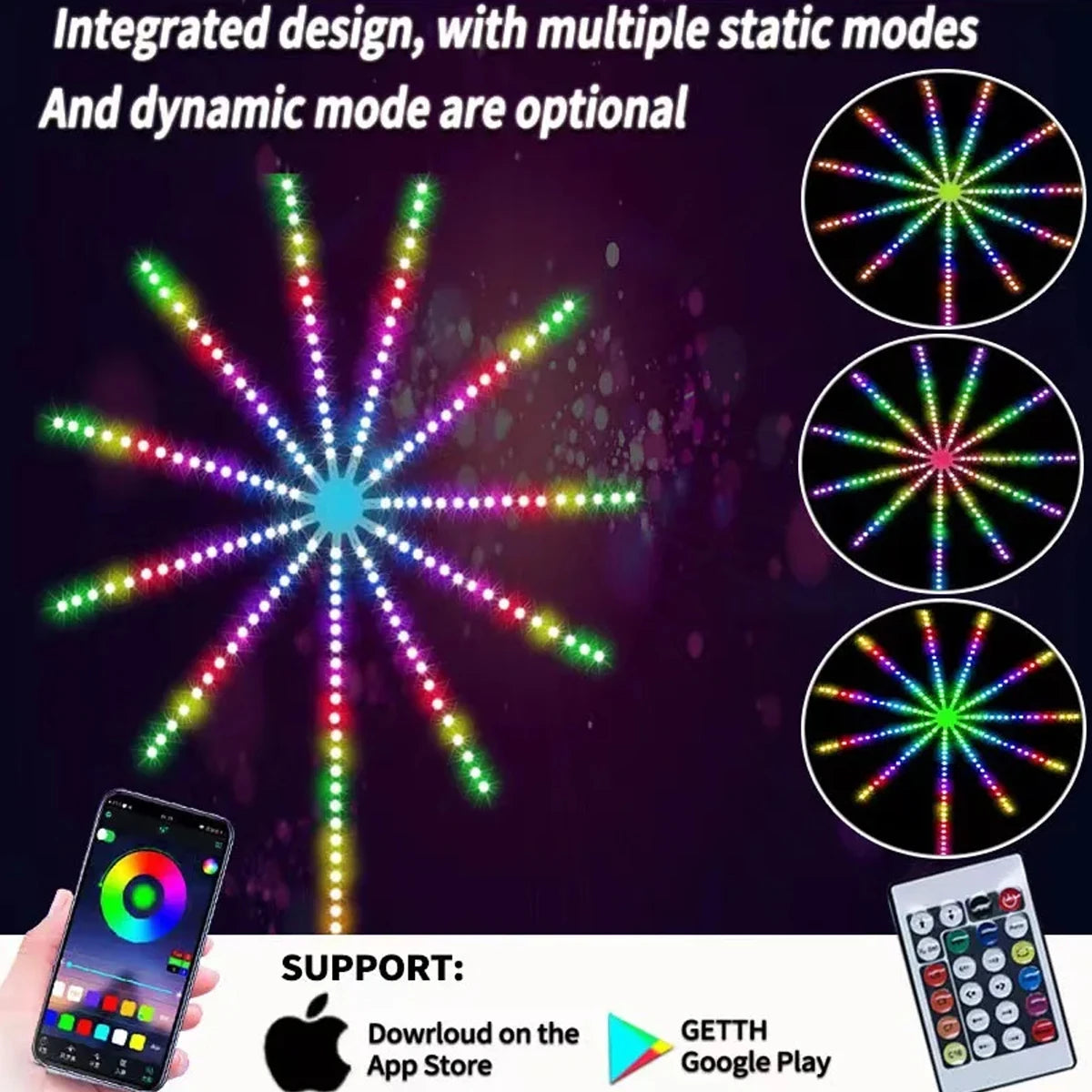 RGBIC Firework Strip Lights LED Bluetooth APP Control Neon Strip