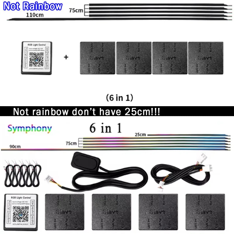 18 in 1 Led Car Ambient Lights 213 64 Color RGB