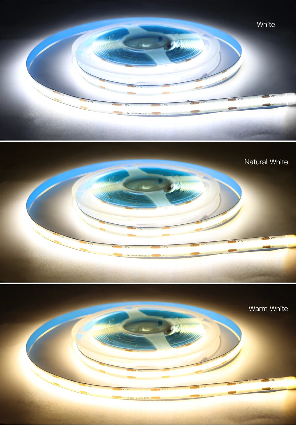 Touch Switch Makeup Mirror Light Dimmable 12V COB LED Strip Lights