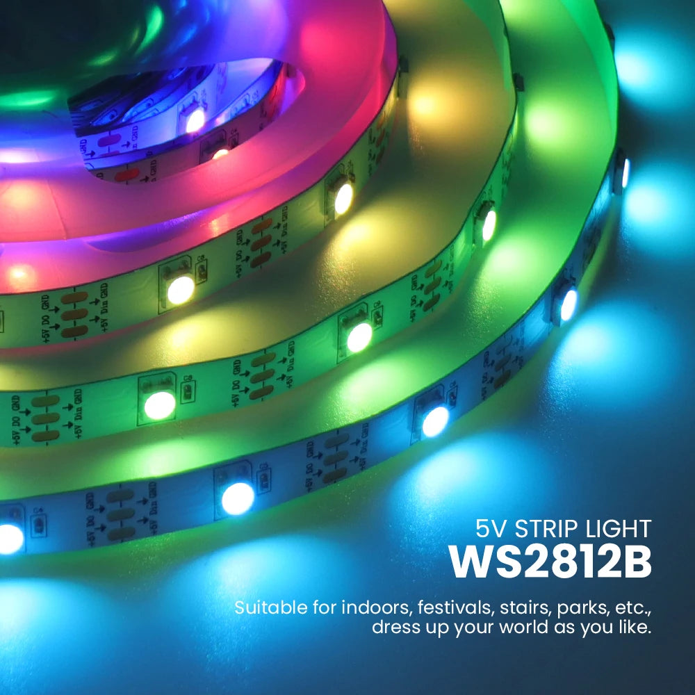 WS2811 WS2812B 5050 RGB LED Strip Light 30/60LEDs/m Smart