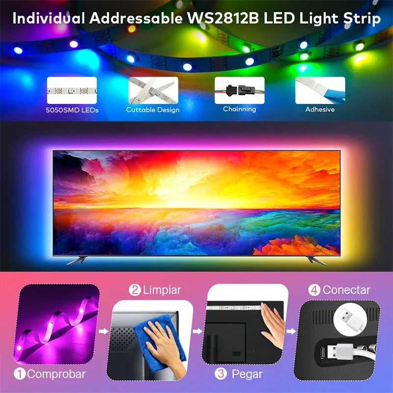 LED Strip RGB WS2812b Bluetooth App Remote Control Chasing