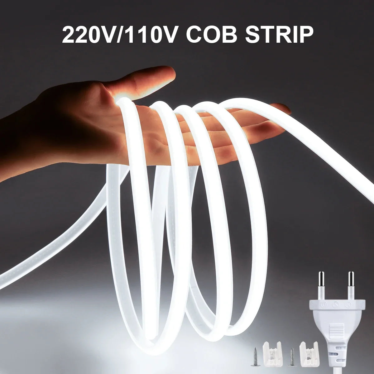 1M-35M 220V 110V COB LED Strip Light RA90 Super Bright