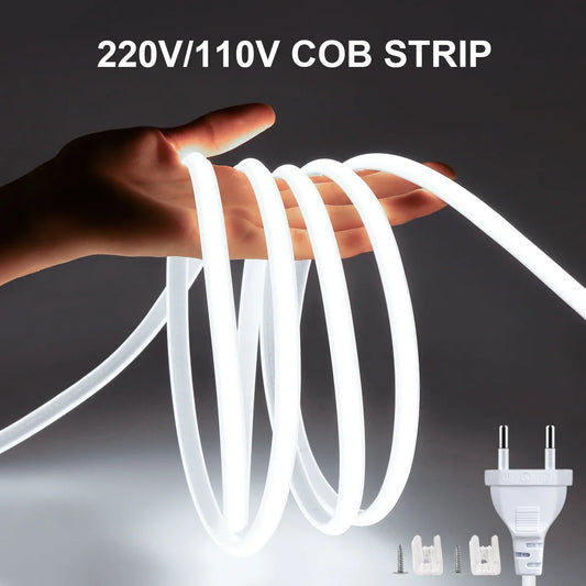1M-35M 220V 110V COB LED Strip Light RA90 Super Bright