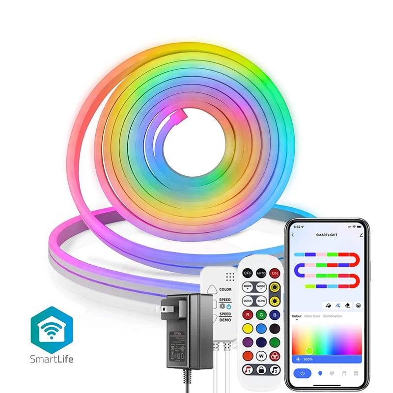 TUYA Neon LED Strip Lights 12-24V 84LEDs/M Silicone Neon Rope Light