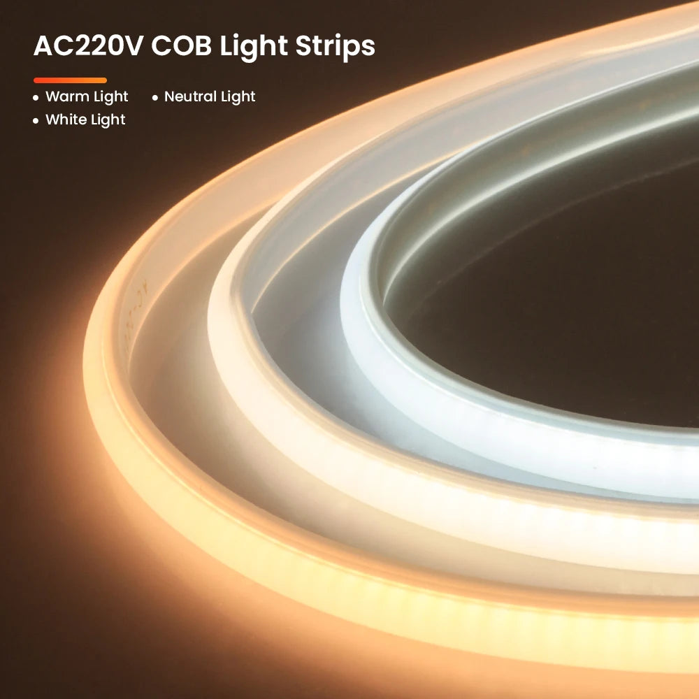 1/35M High Bright COB LED Strip Light 220V 288Leds Neon Strip