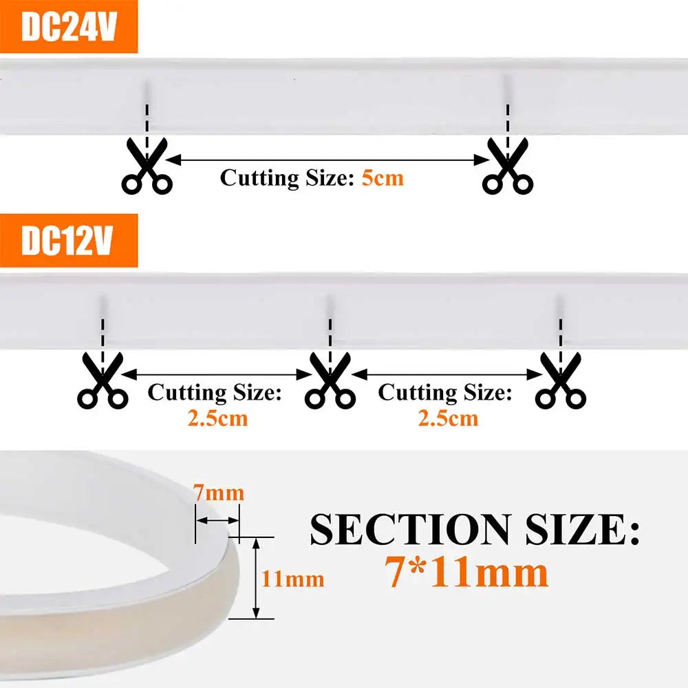24V COB Solar Neon Light Strips Solar Flexible Lights