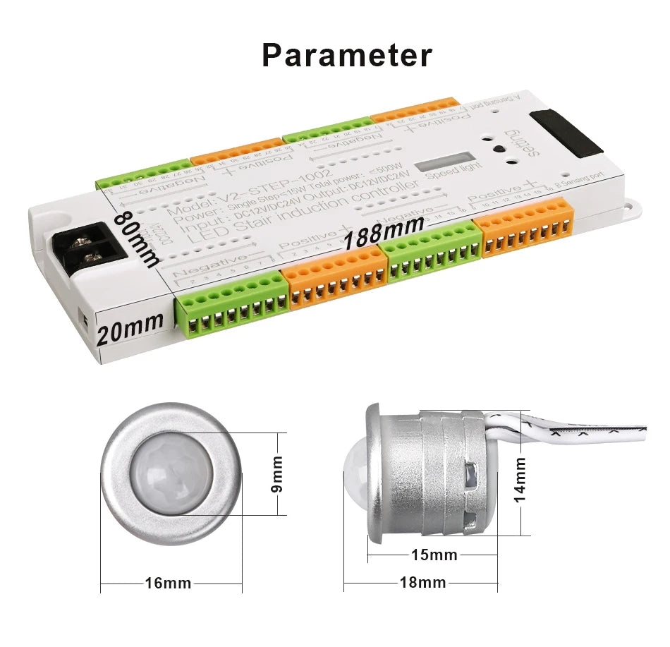 V2 Stair LED Motion Sensor Controller 32 Channels Indoor Stairway