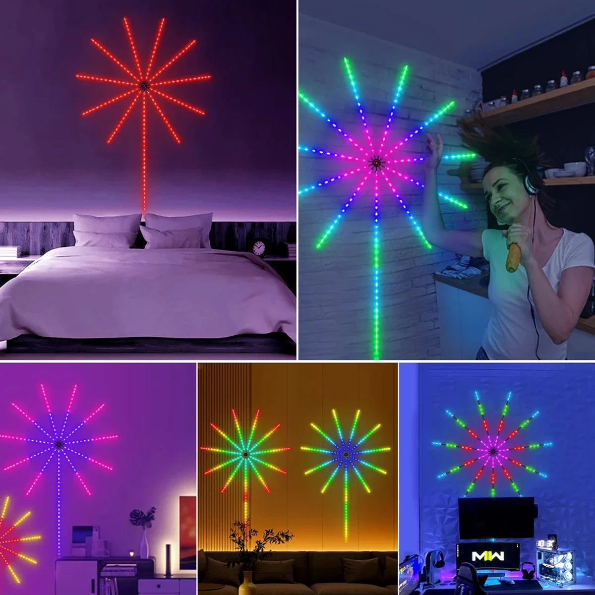 RGBIC Firework Strip Lights LED Bluetooth APP Control Neon Strip