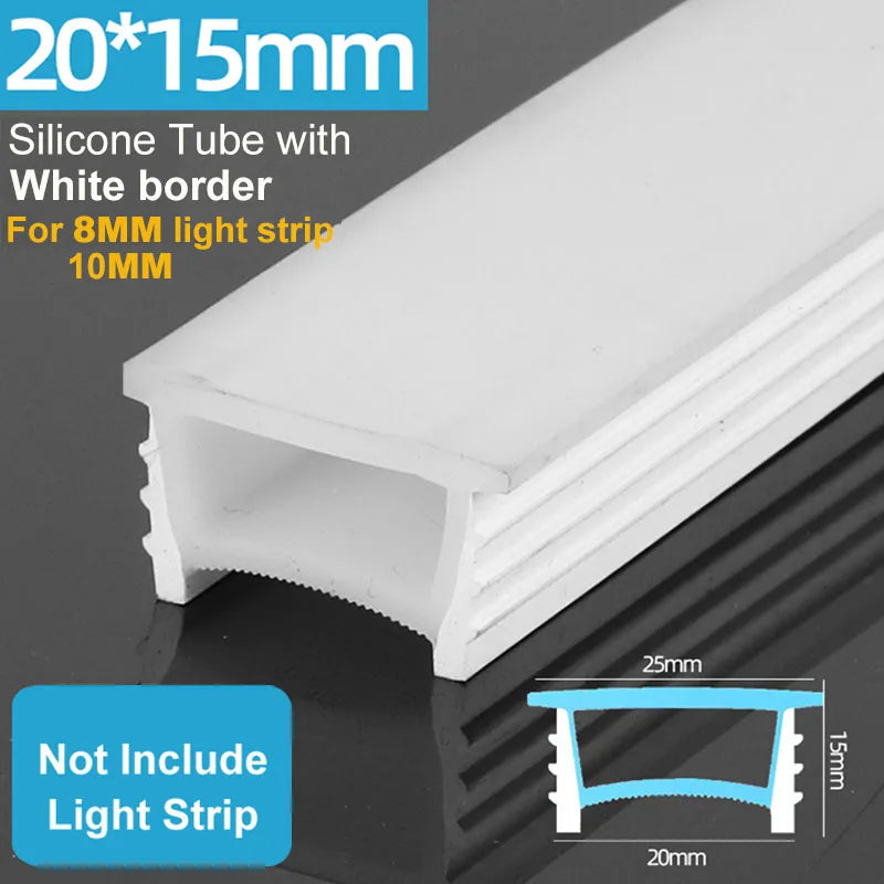 1M-10M Embedded LED Neon Rope Tube Black White Soft Strip Light
