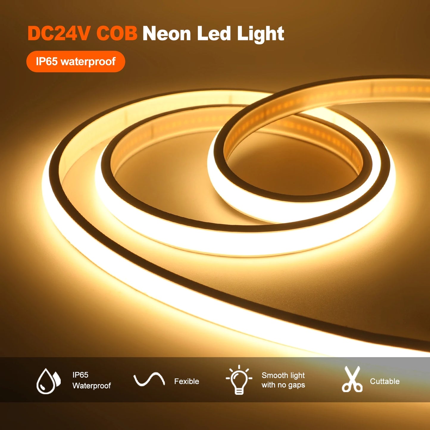 Waterproof COB LED Strip Light 12V 24V Flexible LED Neon Light