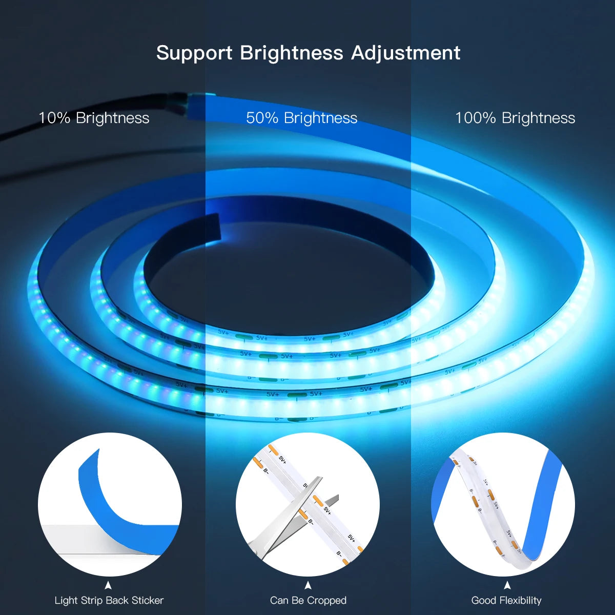 WIFI Alexa Control RGB COB LED Strip DC 5V USB Tuya APP