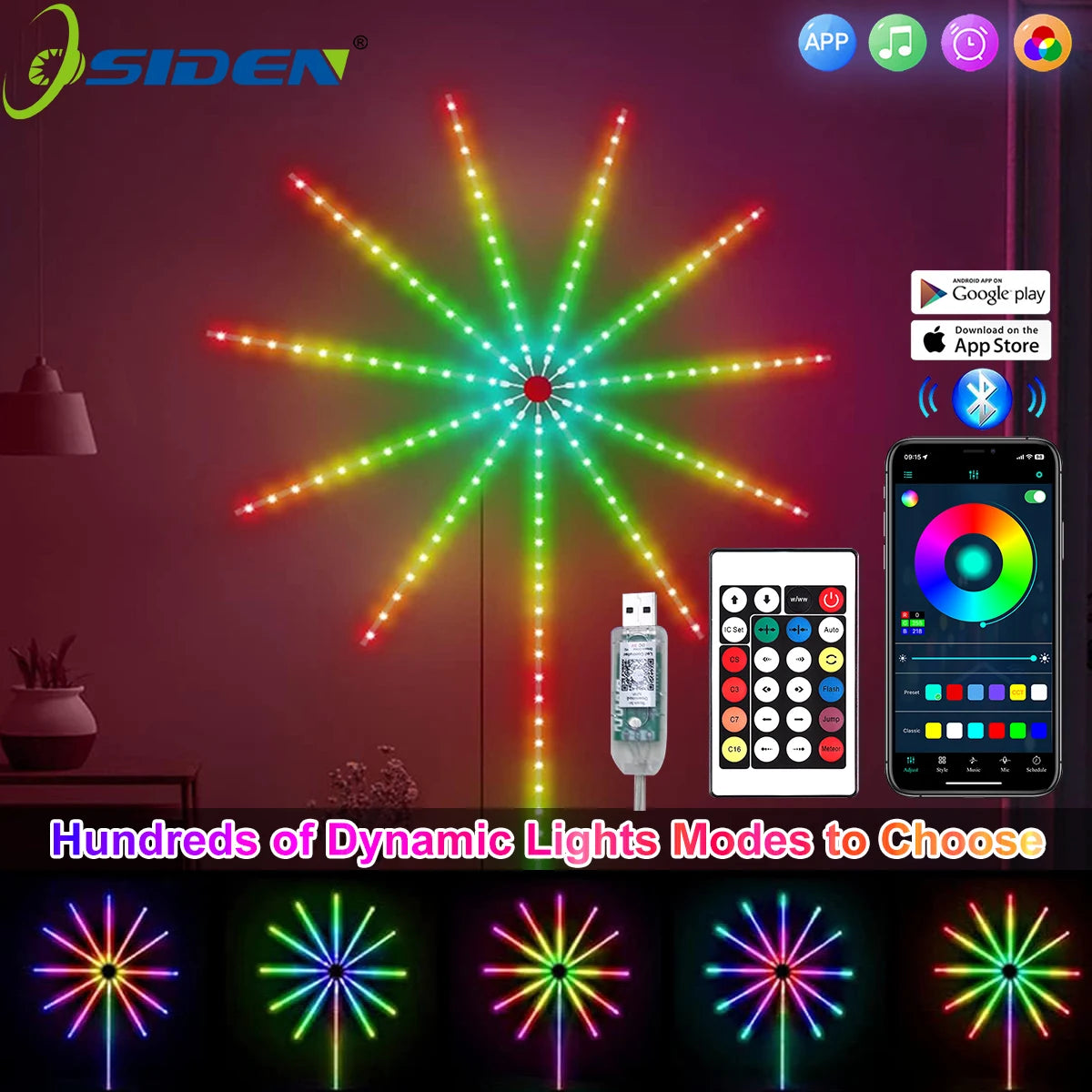 RGBIC Firework Strip Lights LED Bluetooth APP Control Neon Strip