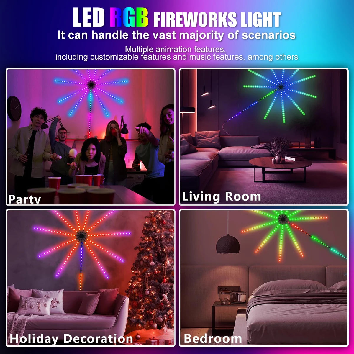 RGBIC Firework Strip Lights LED Bluetooth APP Control Neon Strip