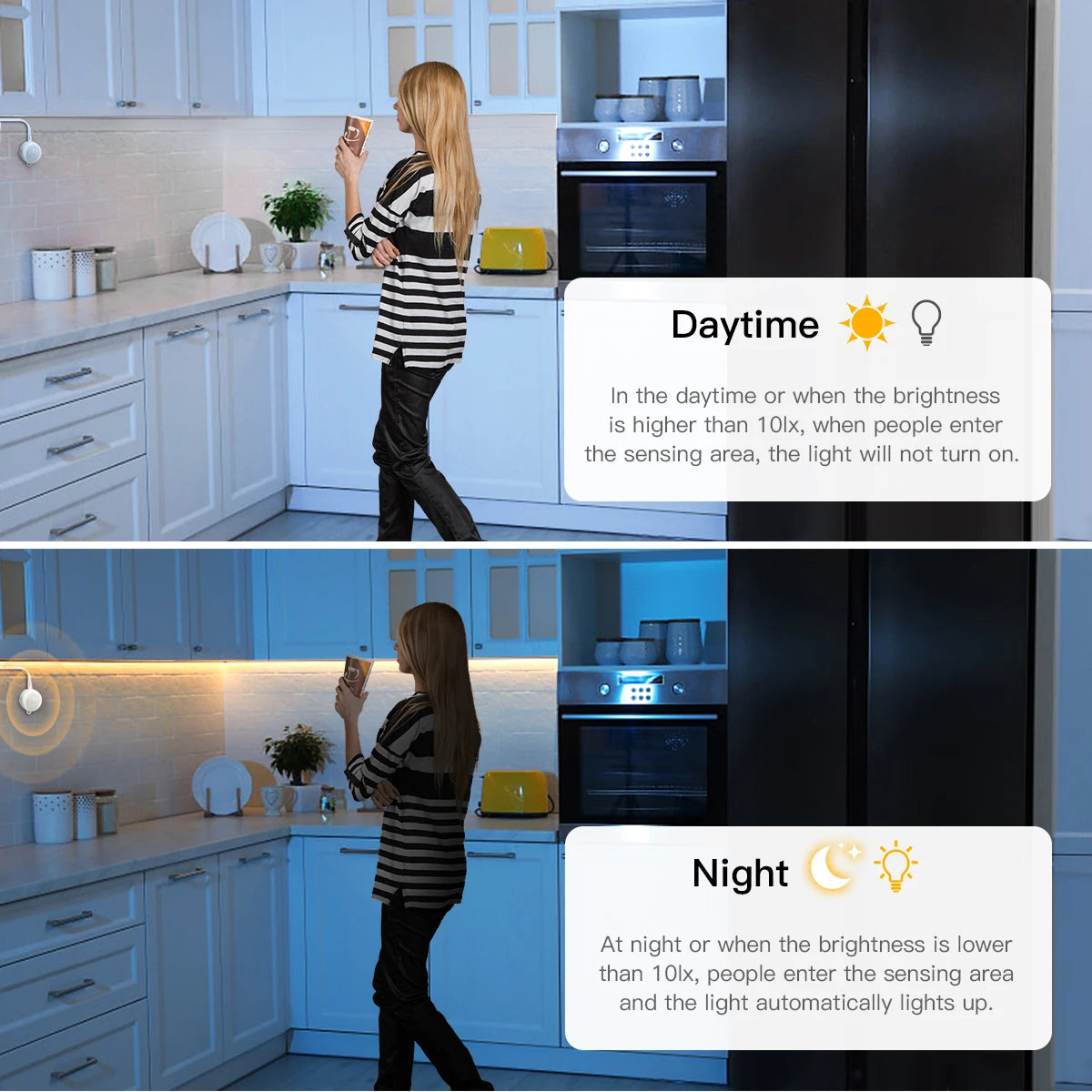 Smart PIR Motion Sensor Super Bright COB LED Strip Neon Light