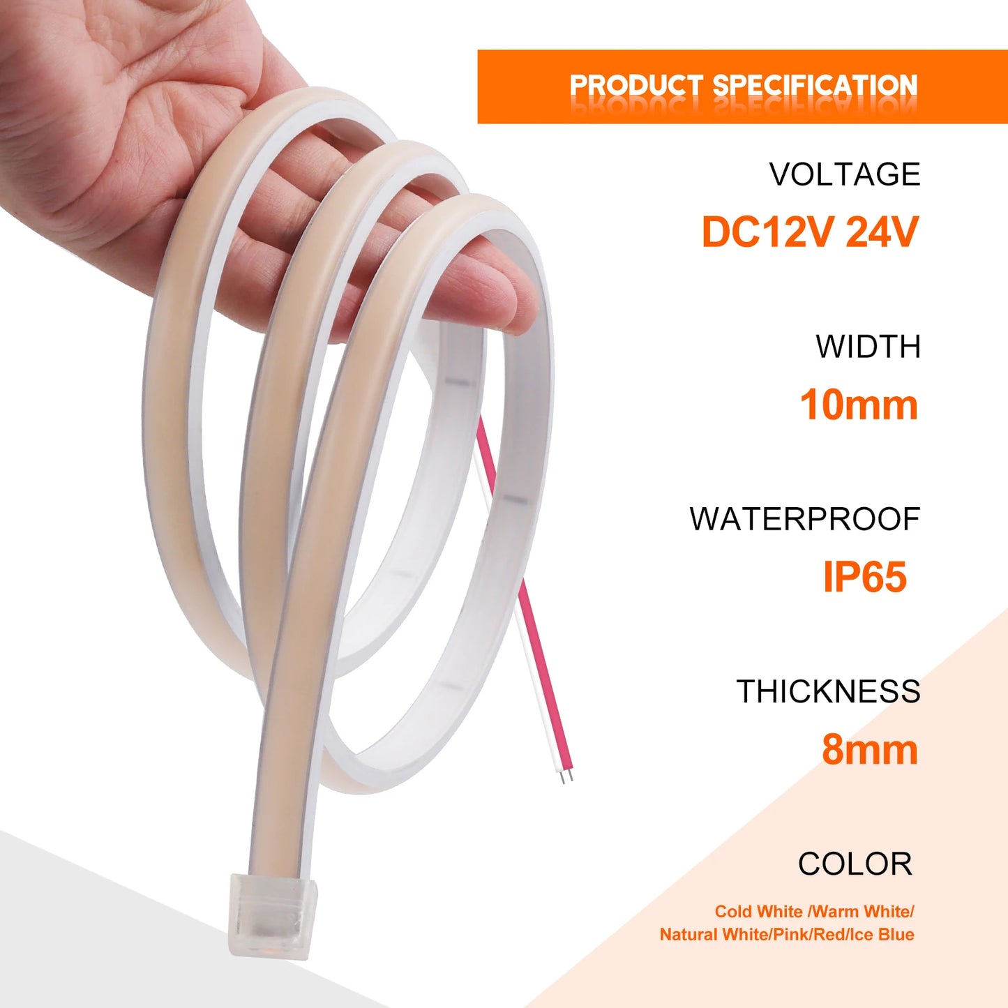Waterproof COB LED Strip Light 12V 24V Flexible LED Neon Light