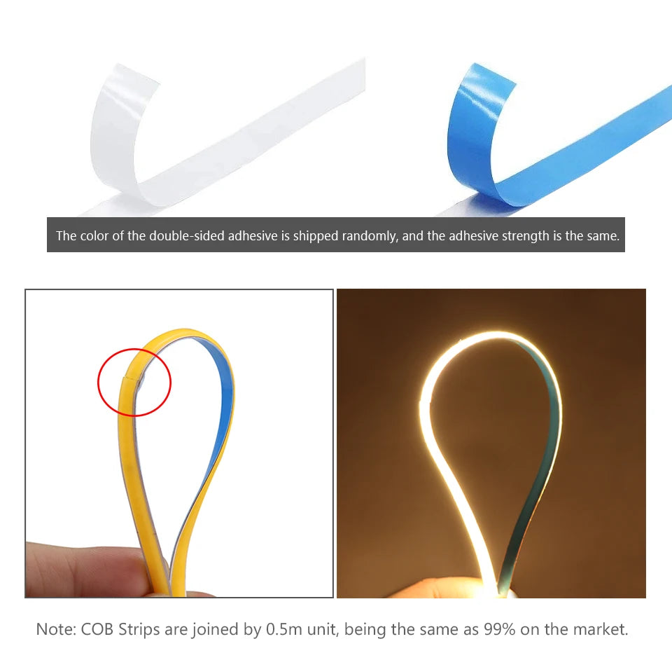 Ultra Bright FCOB COB LED Strip Lights 12V Flexible 5MM PCB
