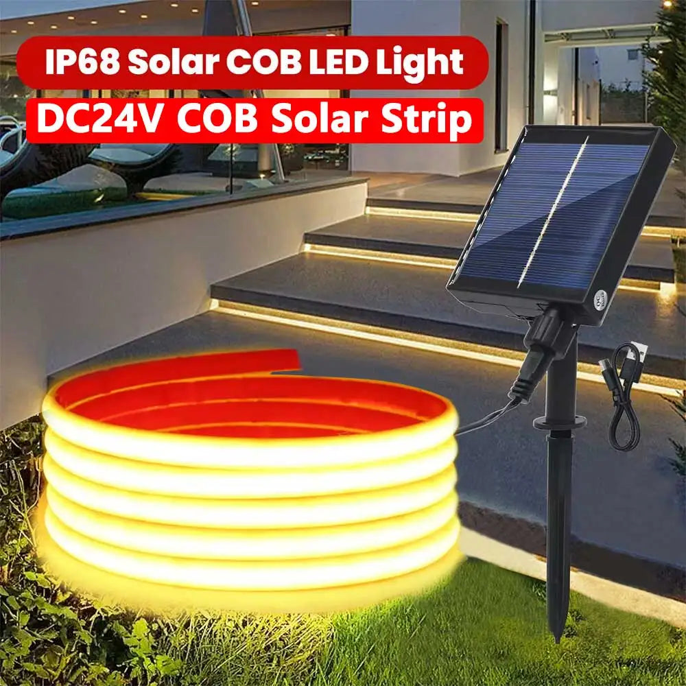 DC 24V COB Solar Neon Light Strips Flexible Lights Waterproof IP67