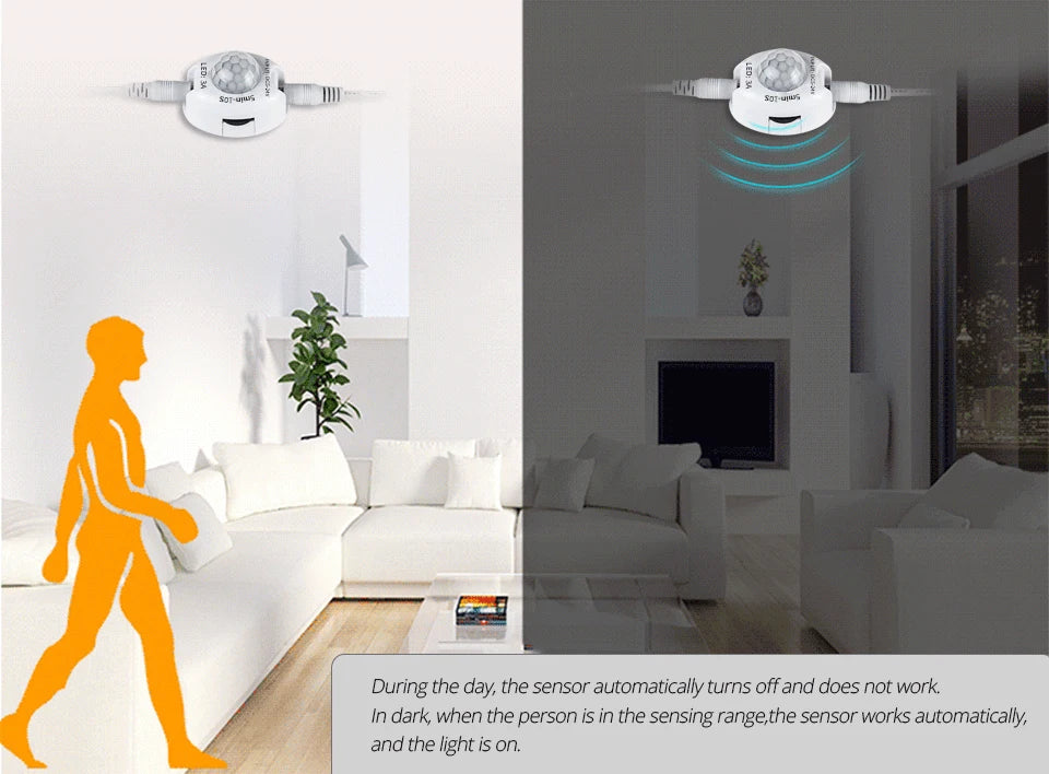 1-5m PIR Motion Sensor LED Strip Lights IP65 Waterproof DC