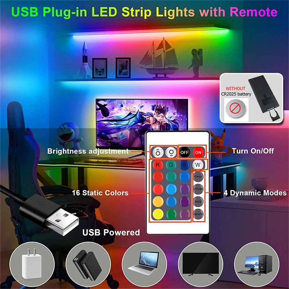 5V USB RGB COB Strip 576Leds/M Color Changing LED Strip Lights
