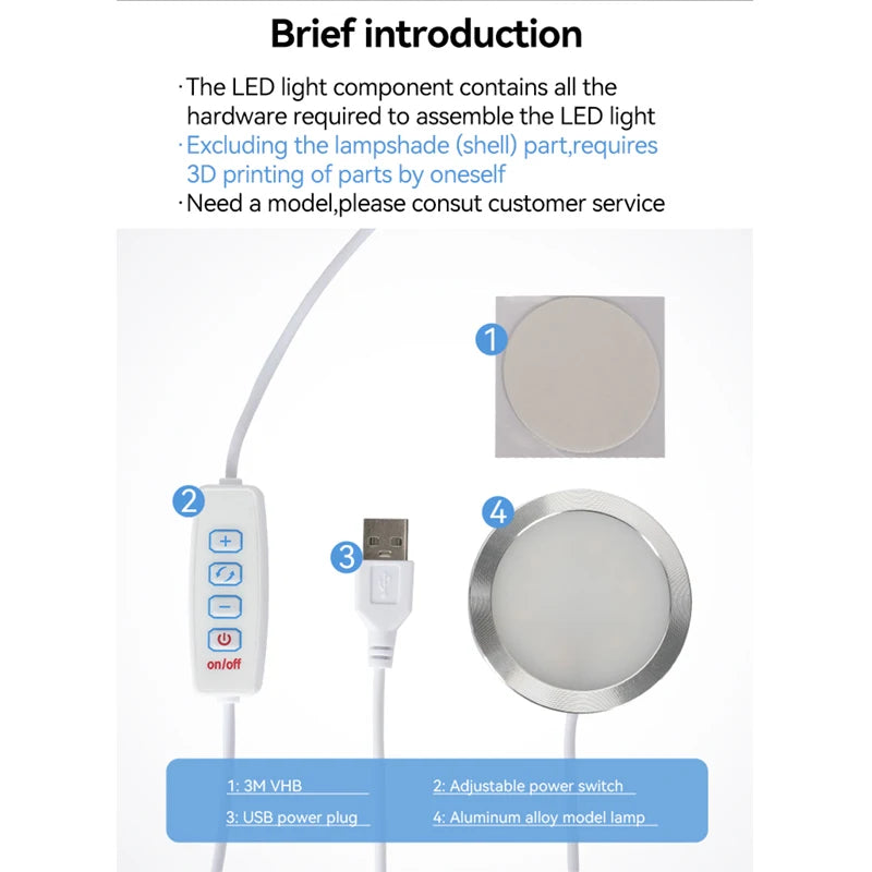 For Bambu Lab Led Lamp Kit Adjustable Light Kit Led Light Parts