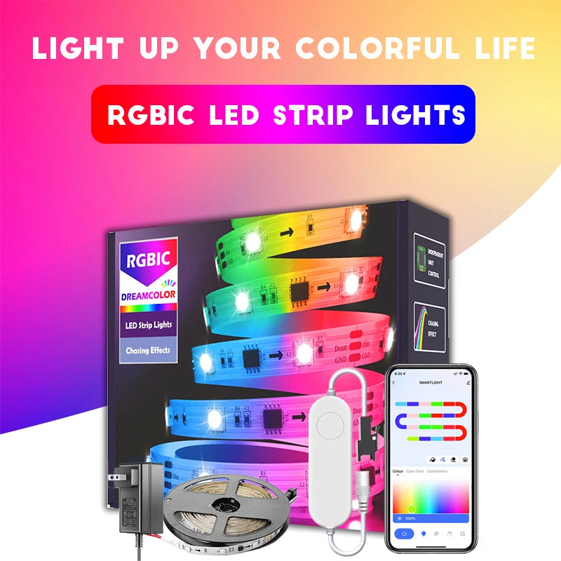 65.5ft/20m TUYA WS2811 TUYA DreamColor LED Strip Lights RGBIC