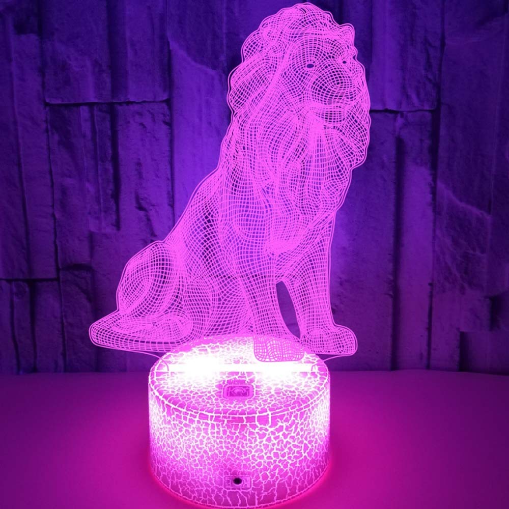 Animal Lion Colorful 3D Lamp Creative Touch