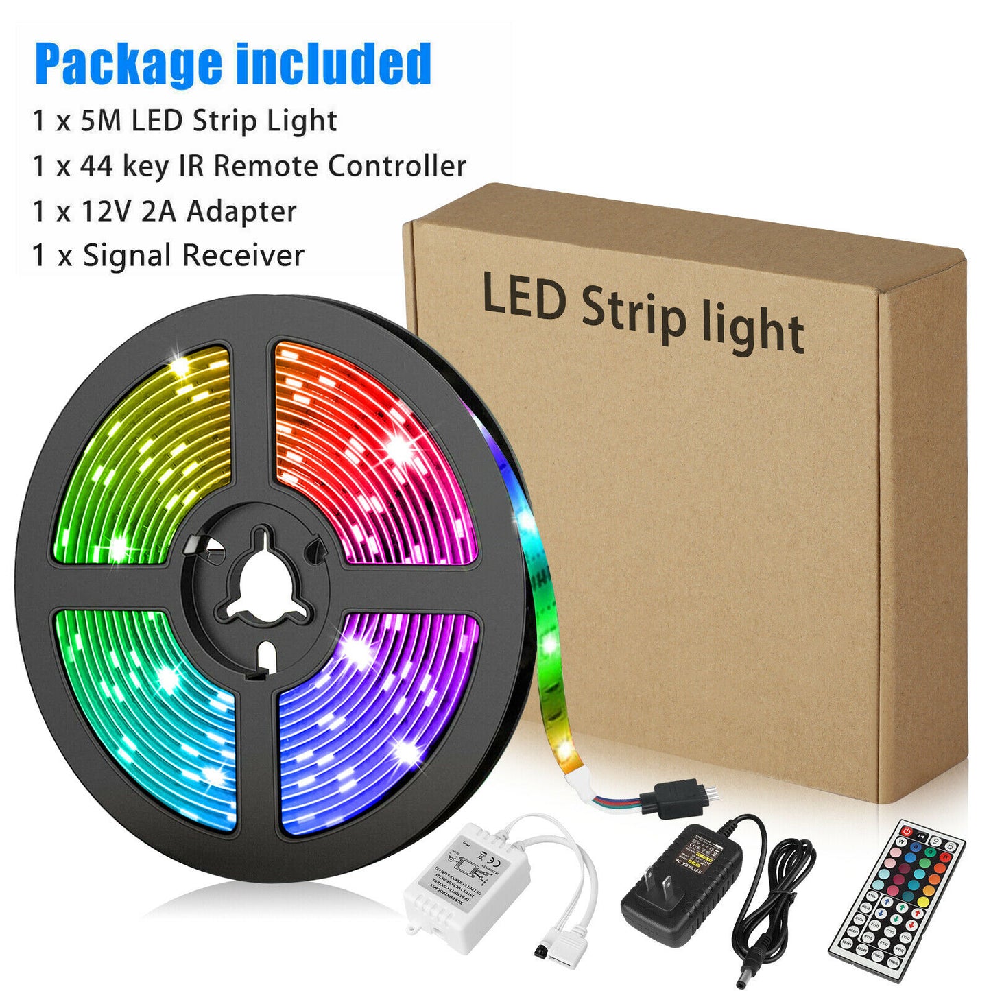 16.4FT RGB Flexible 300LED Strip Light SMD Remote Fairy Lights Room